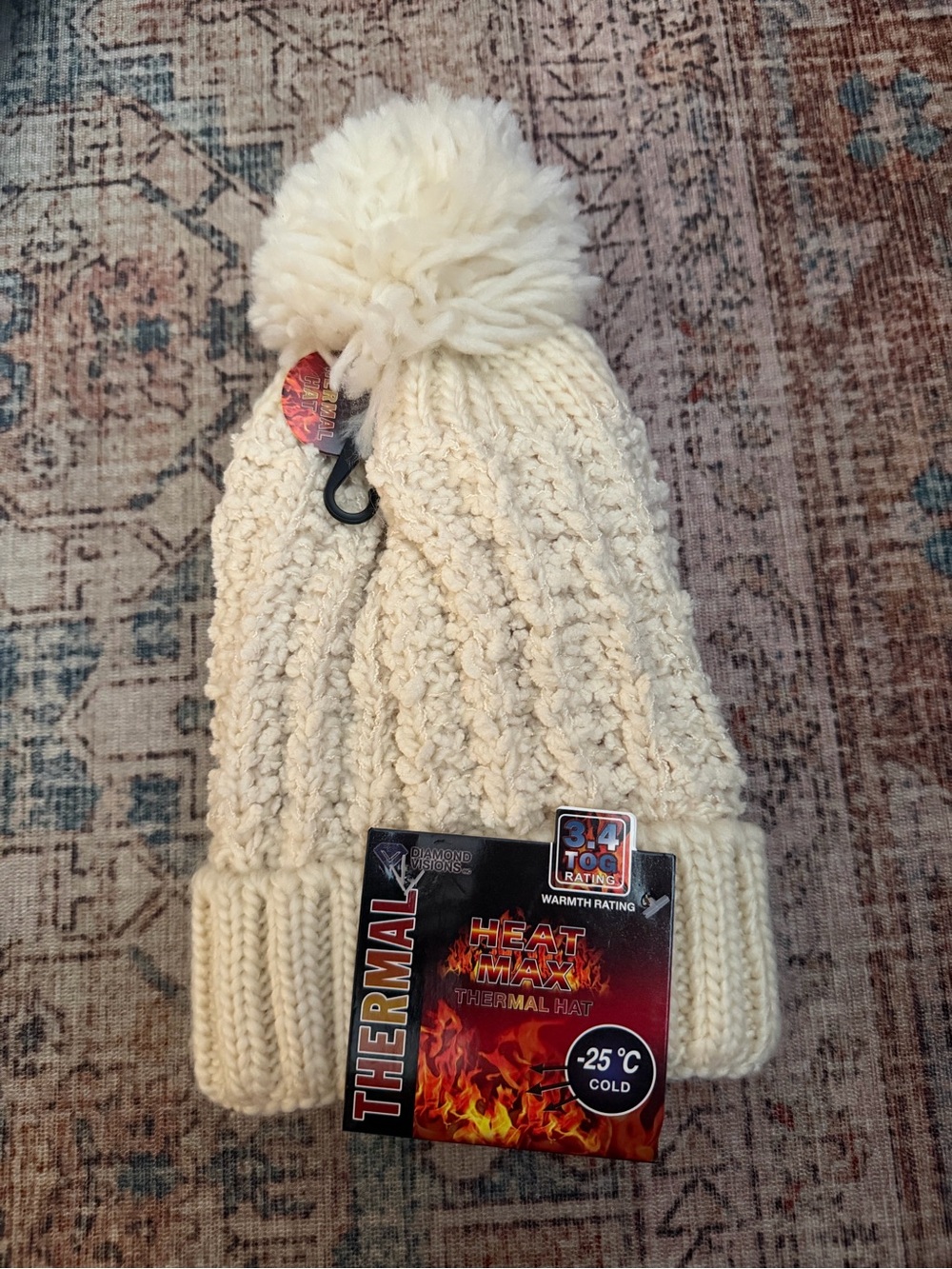 Pom Pom Beanie Hat - Cream